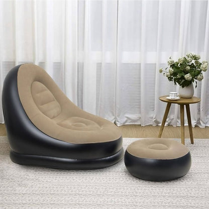 CloudNest™ Luxury Inflatable Lounge Chair & Ottoman Set – Ultra-Soft Relaxing Air Sofa for Living Room, Bedroom & Outdoor Use