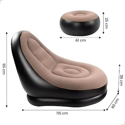 CloudNest™ Luxury Inflatable Lounge Chair & Ottoman Set – Ultra-Soft Relaxing Air Sofa for Living Room, Bedroom & Outdoor Use
