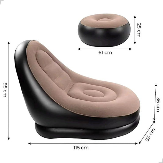 CloudNest™ Luxury Inflatable Lounge Chair & Ottoman Set – Ultra-Soft Relaxing Air Sofa for Living Room, Bedroom & Outdoor Use
